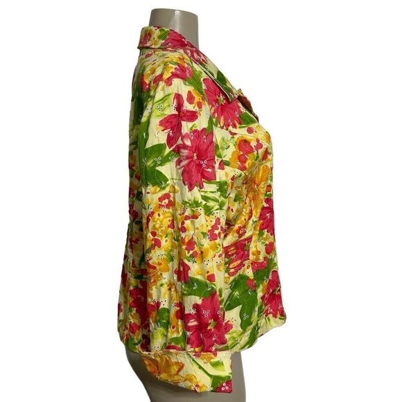 Draper's & Damon's Shirt Jacket Women's XL Multicolor Floral Embroidered Eyelet - Picture 4 of 12